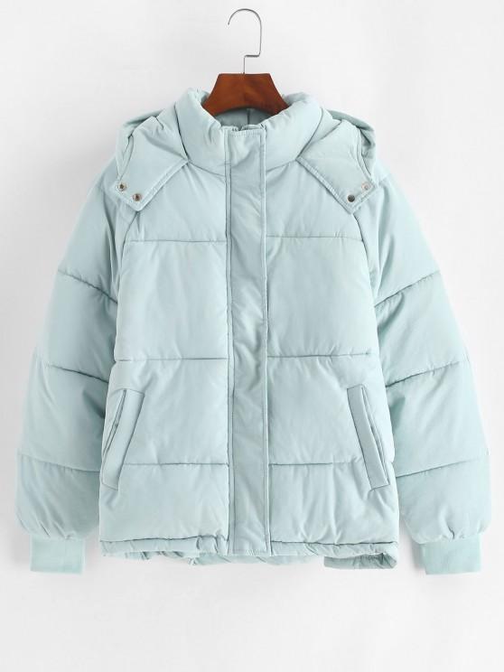 Hooded Raglan Sleeve Pocket Zip Puffer Coat for Women