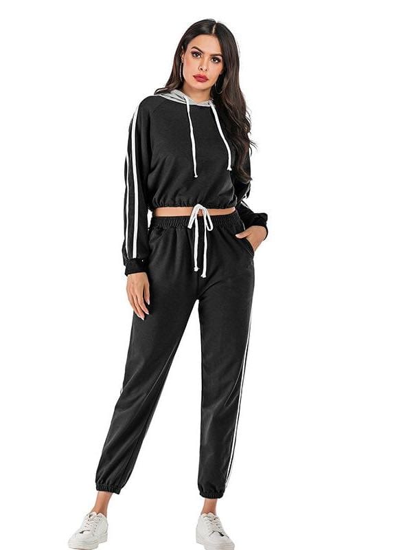 Hooded Sportswear Suit for Women LOU210105006SBla Black / S