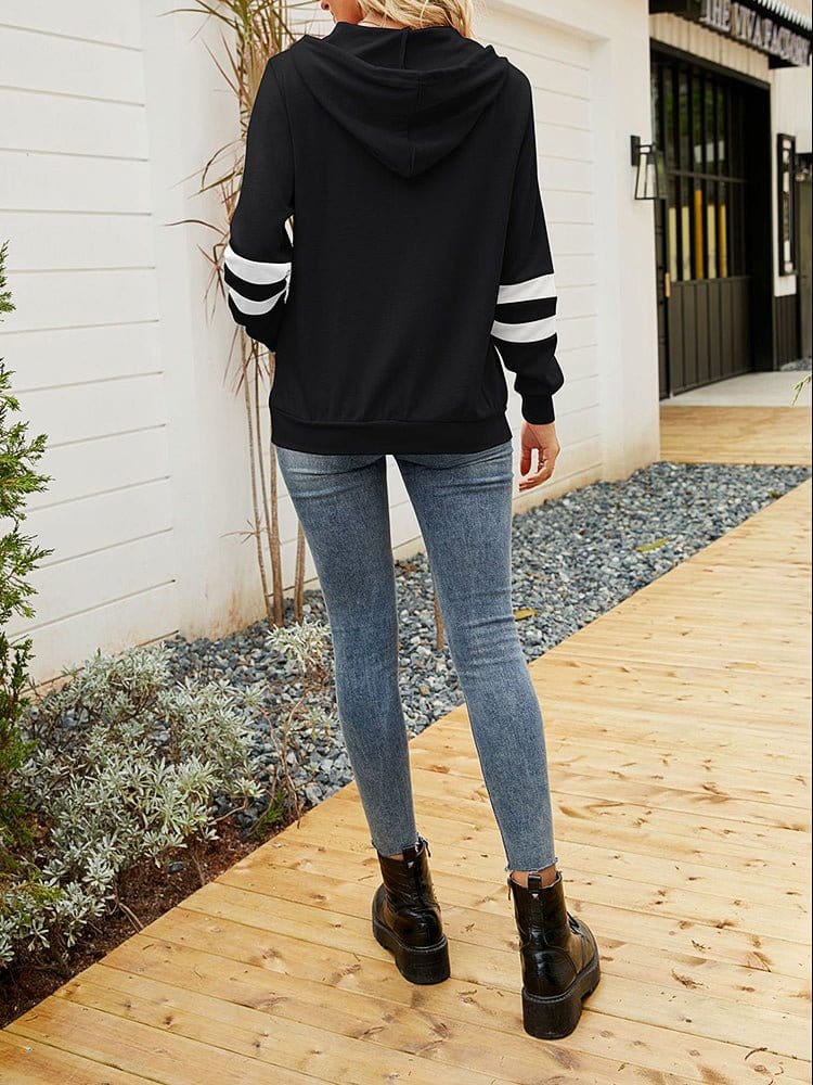 MsDressly Hoodies Contrast Zip Long Sleeve Hoodie