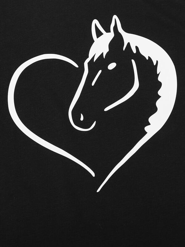 Horse And Heart Print Tee