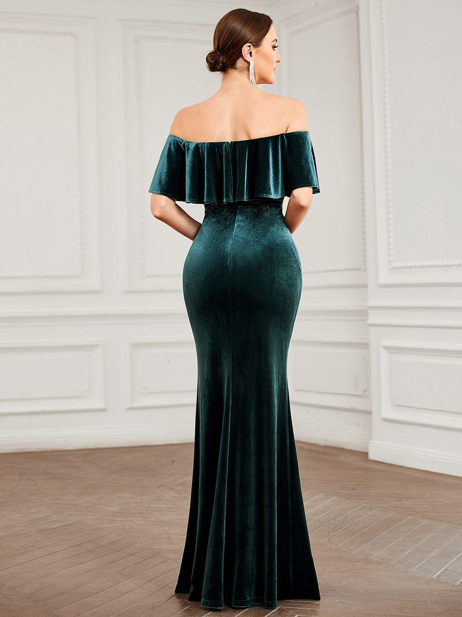 Hot Fishtail Off Shoulders Ruffles Sleeves Wholesale Evening Dresses