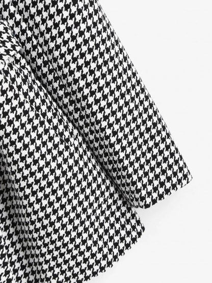 Houndstooth Belted Pocket Tweed Blazer for Women