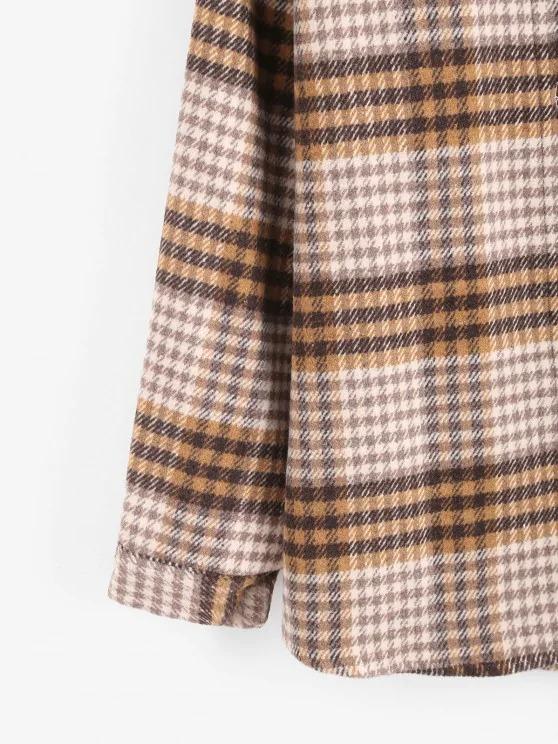 Houndstooth Mix Checked Flannel Shacket for Women