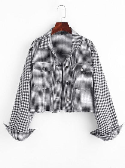 Houndstooth Raw Hem Shacket Temp2532468 S