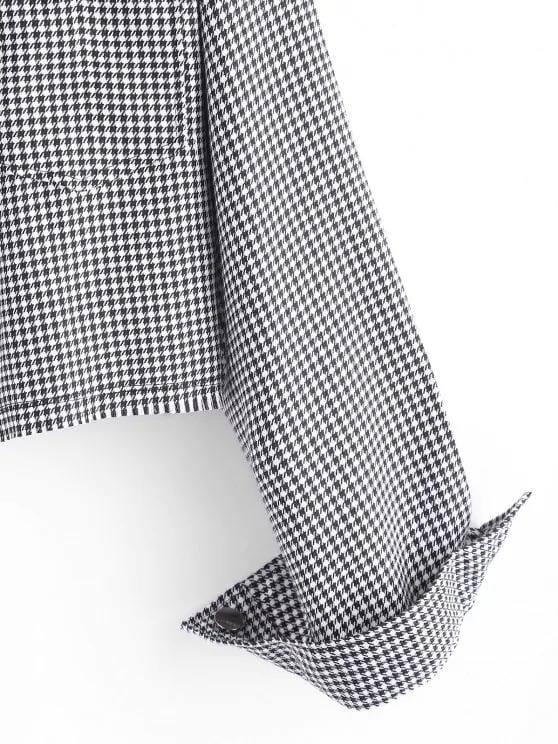 Houndstooth Raw Hem Shacket