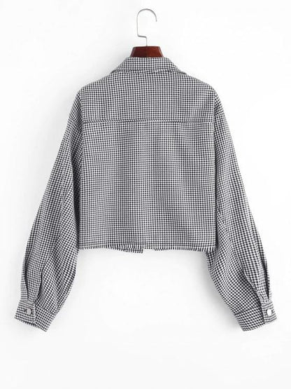 Houndstooth Raw Hem Shacket