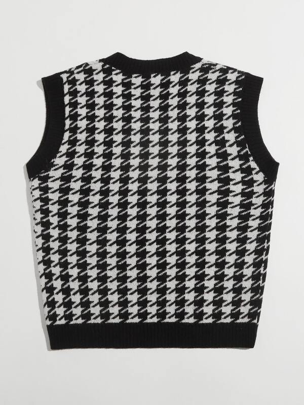 Houndstooth V-Neck Sweater Vest