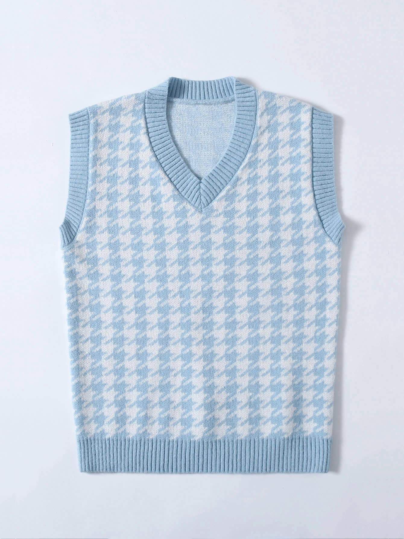 Houndstooth V-Neck Sweater Vest