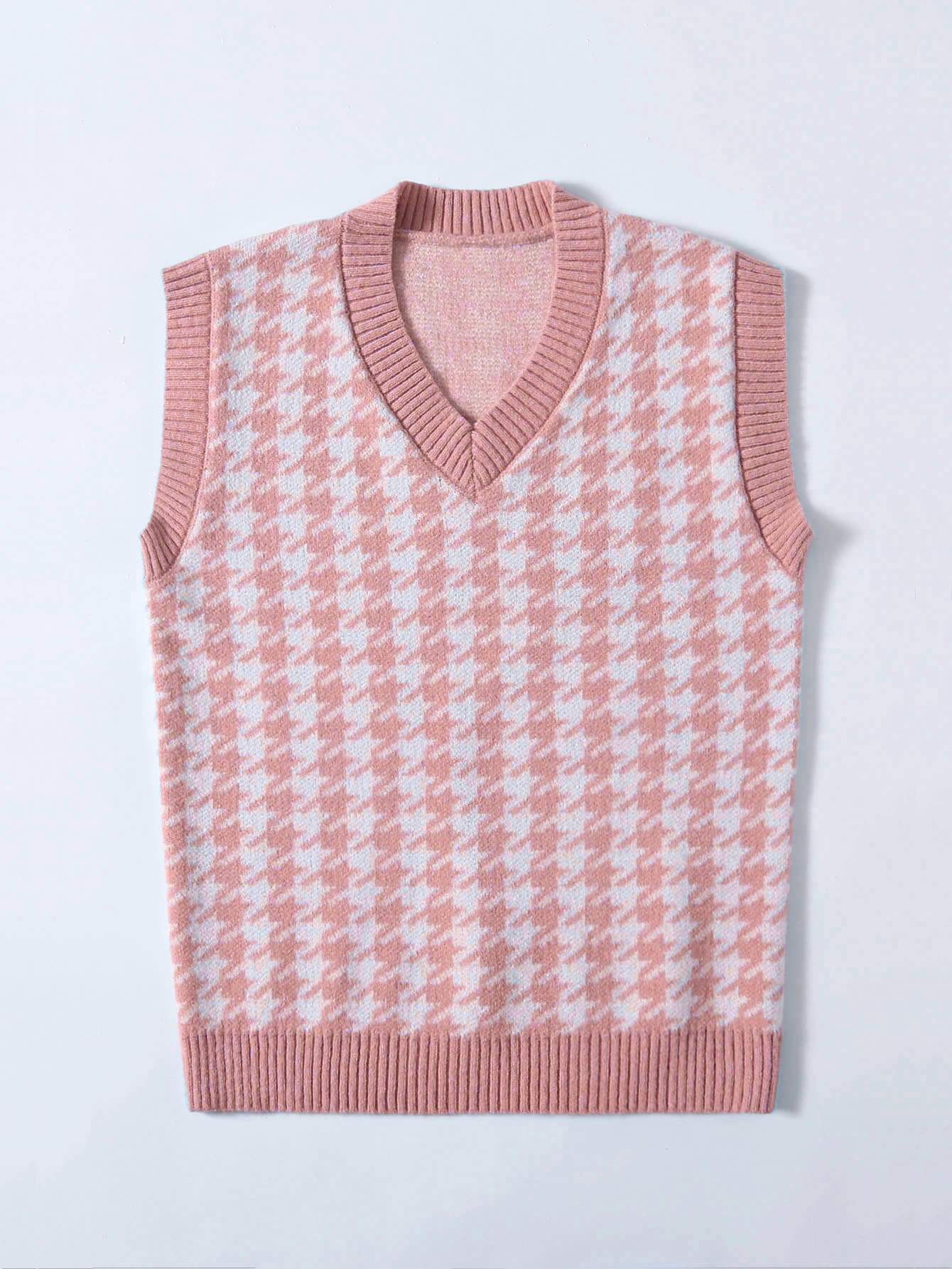 Houndstooth V-Neck Sweater Vest