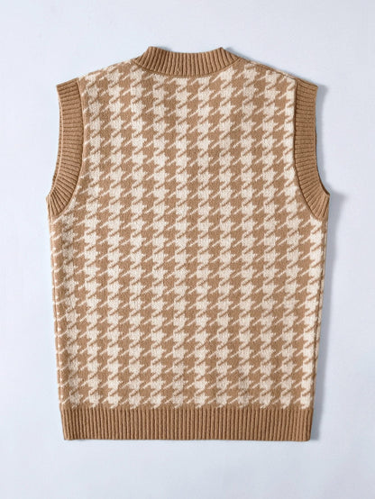 Houndstooth V-Neck Sweater Vest