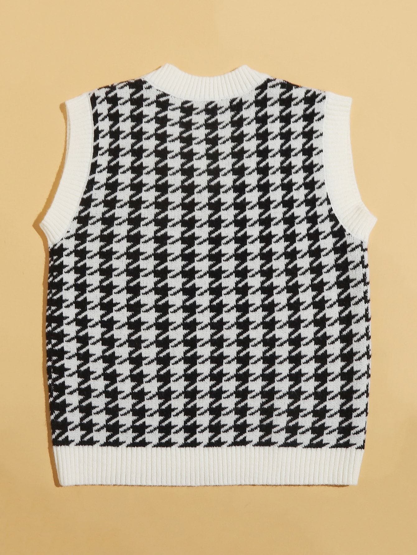 Houndstooth V-Neck Sweater Vest