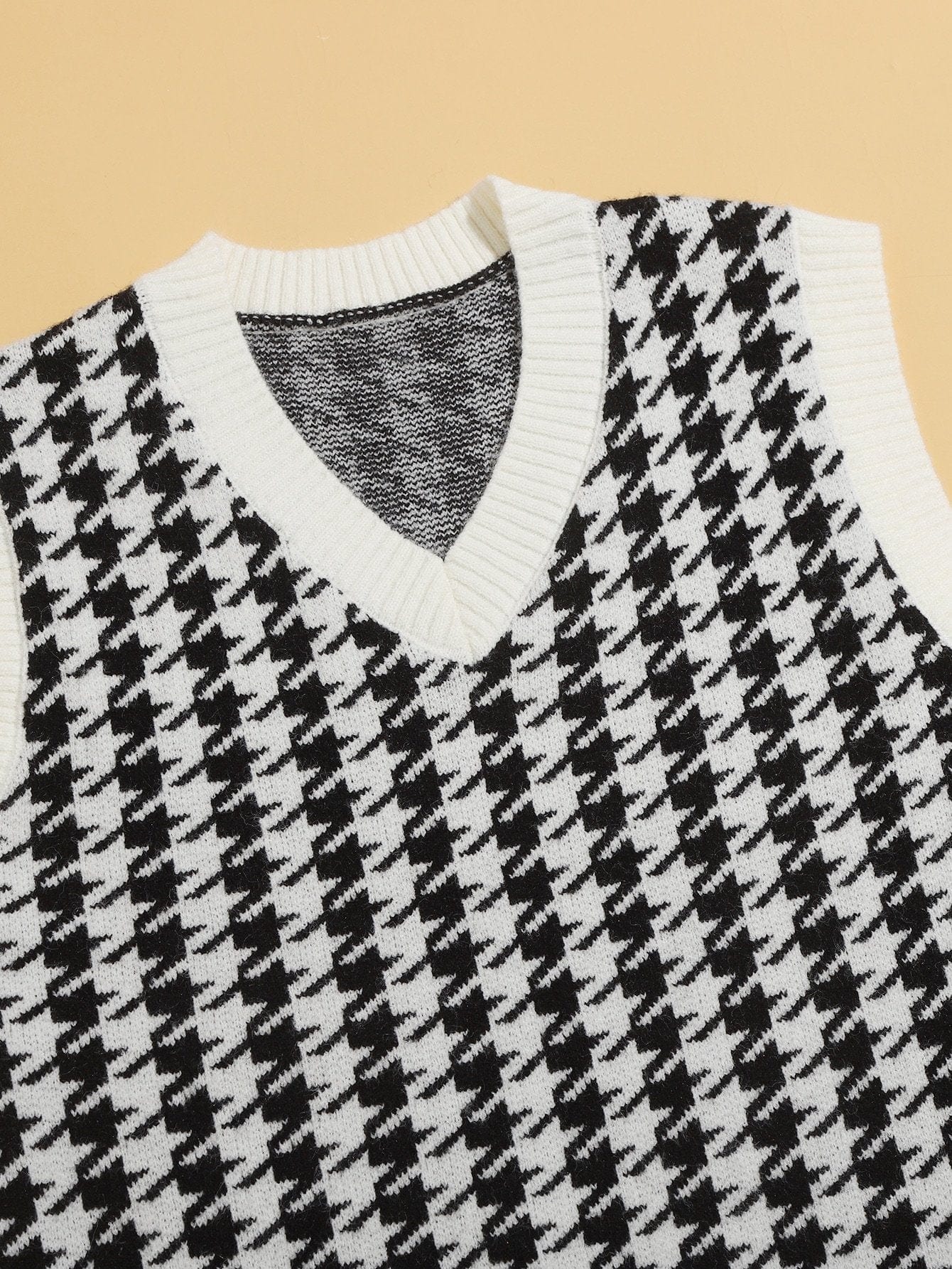 Houndstooth V-Neck Sweater Vest