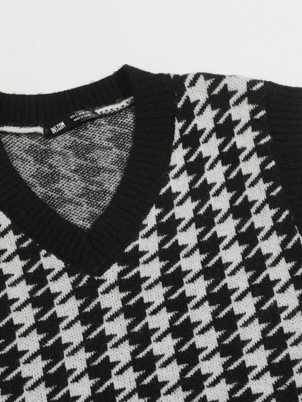 Houndstooth V-Neck Sweater Vest