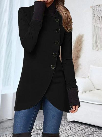 Women's Coat Outdoor Daily Wear Going out Fall Winter Coat Stand Collar Regular Fit Windproof Warm Comtemporary Stylish Casual Jacket Long Sleeve Plain Slim Fit Black Wine Army Green