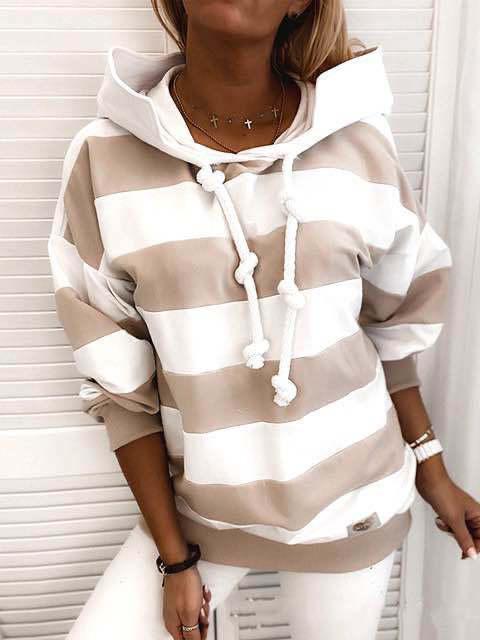 Hoodies - Long Sleeve Knot Stripe Print Hoodies - MsDressly