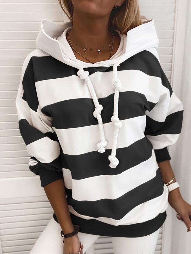 Hoodies - Long Sleeve Knot Stripe Print Hoodies - MsDressly