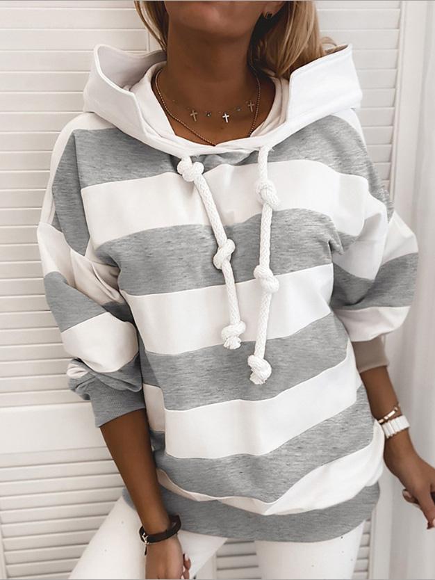 Hoodies - Long Sleeve Knot Stripe Print Hoodies - MsDressly