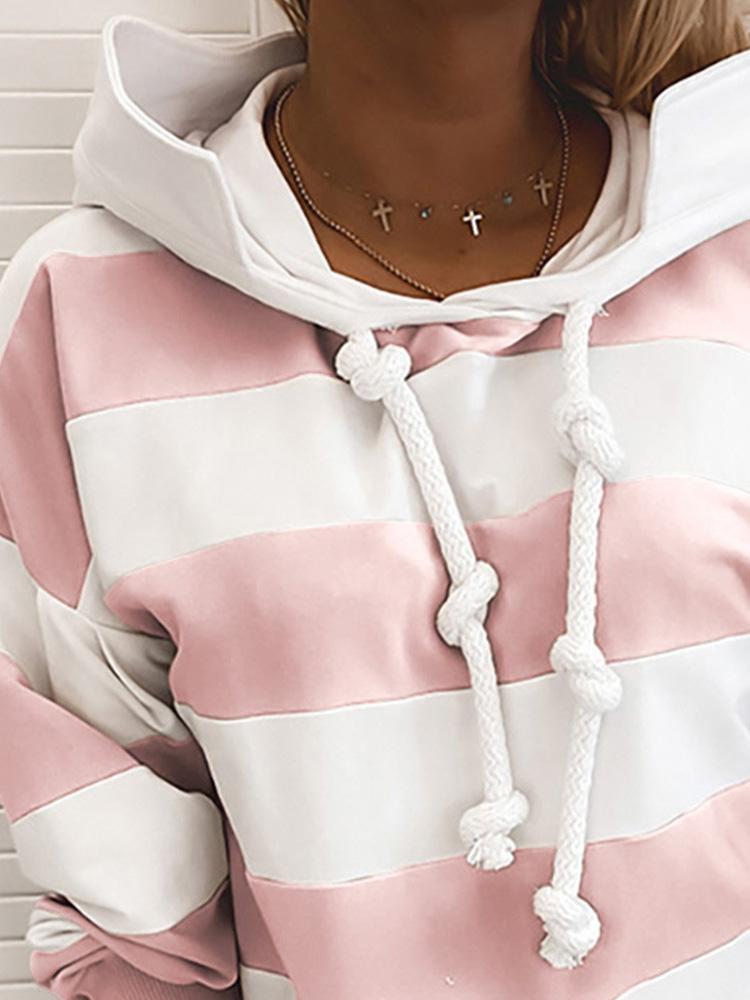 Hoodies - Long Sleeve Knot Stripe Print Hoodies - MsDressly