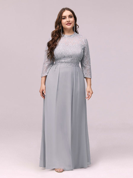 Wholesale Chiffon Mother Of Bridesmaid Dresses With Long Sleeves EP00475GY16 Grey / 16