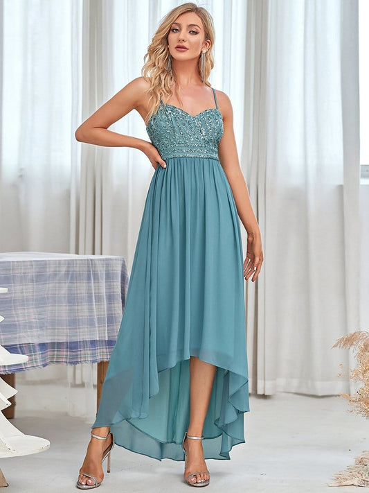 Women's A Line Wholesale Evening Dresses with Spaghetti Straps EE50068DB04 Dusty blue / 4