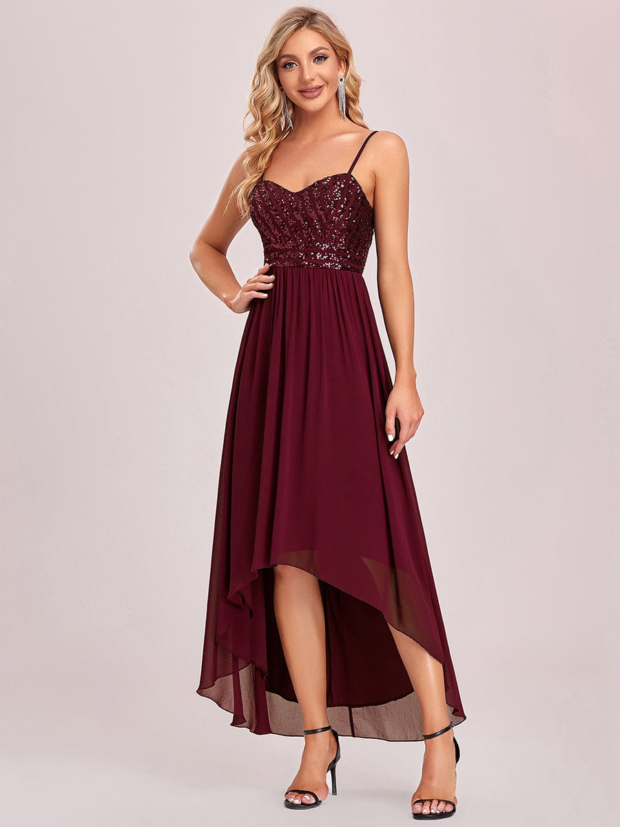 Women's A Line Wholesale Evening Dresses with Spaghetti Straps EE50068BD04 Burgundy / 4