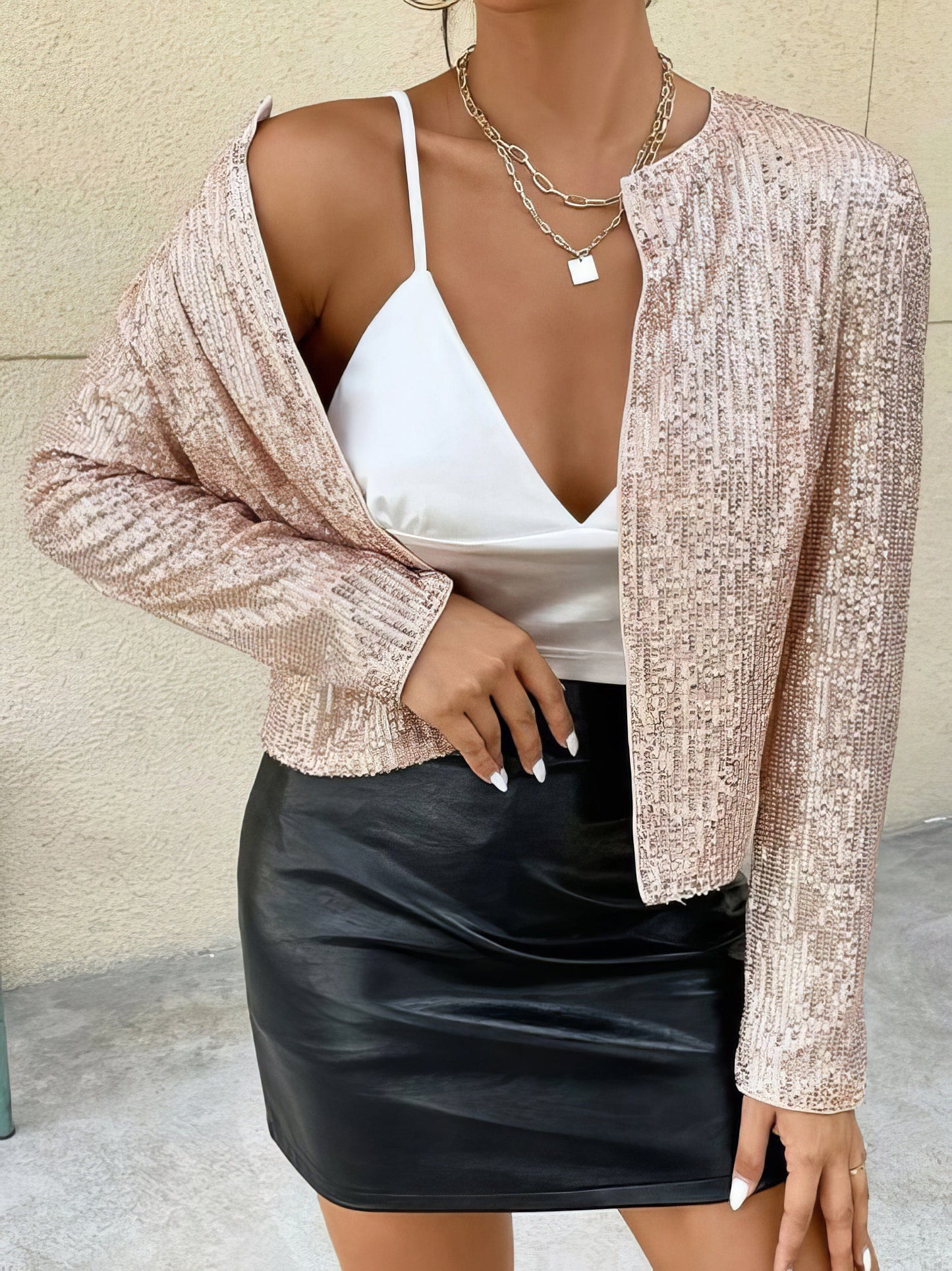 MsDressly Jackets Casual Sequined Long Sleeve Jacket