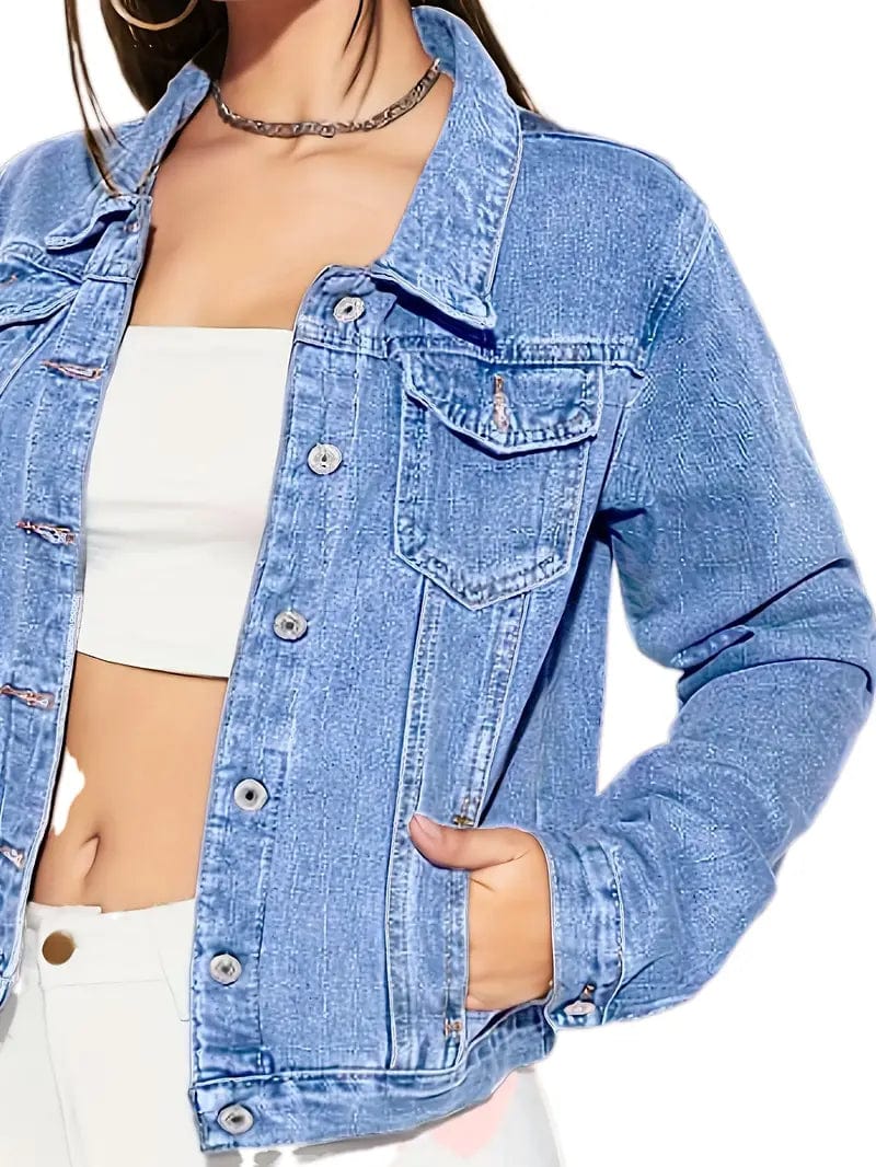 MsDressly Classic Single-Breasted Long Sleeve Causal Denim Jacket Jackets Classic Single-Breasted Long Sleeve Causal Denim Jacket Jackets