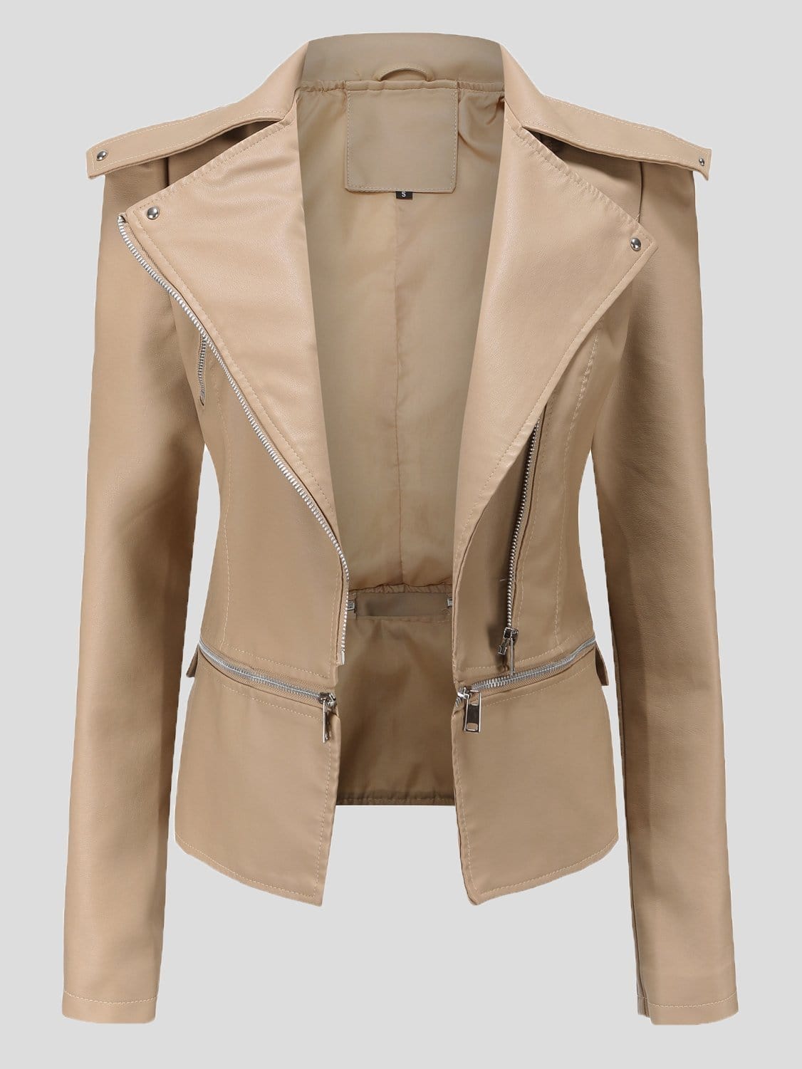 MsDressly Jackets Detachable Hem Long Sleeve Fashion Leather Jacket JAC2110281172APRS