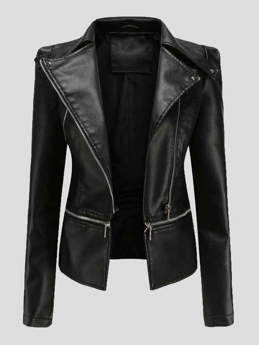 MsDressly Jackets Detachable Hem Long Sleeve Fashion Leather Jacket JAC2110281172BLAS