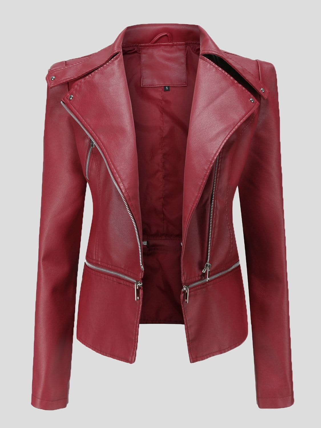 MsDressly Jackets Detachable Hem Long Sleeve Fashion Leather Jacket JAC2110281172WREDS