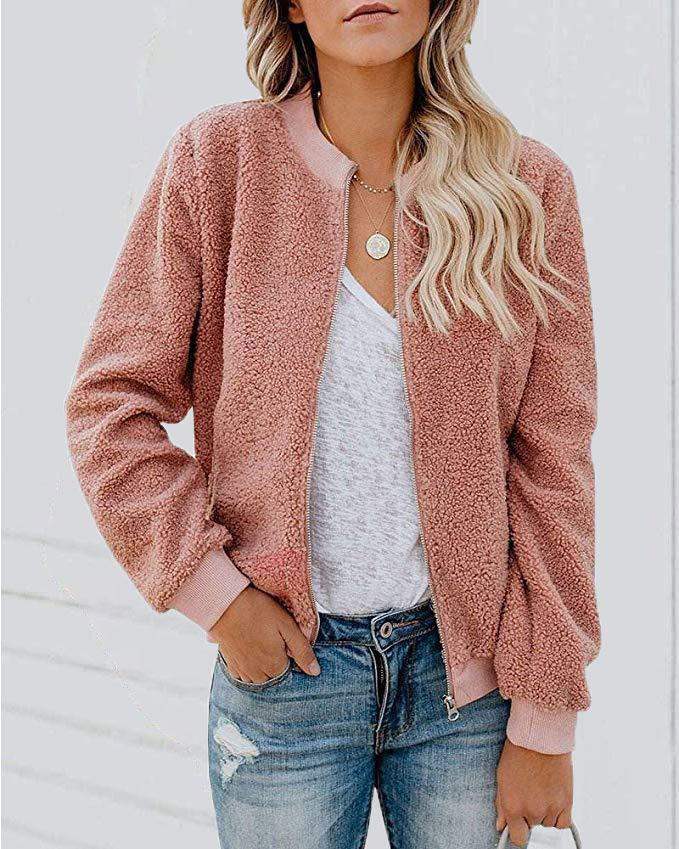 Jackets Fashion Plush Zipper Long Sleeve Jacket for Women