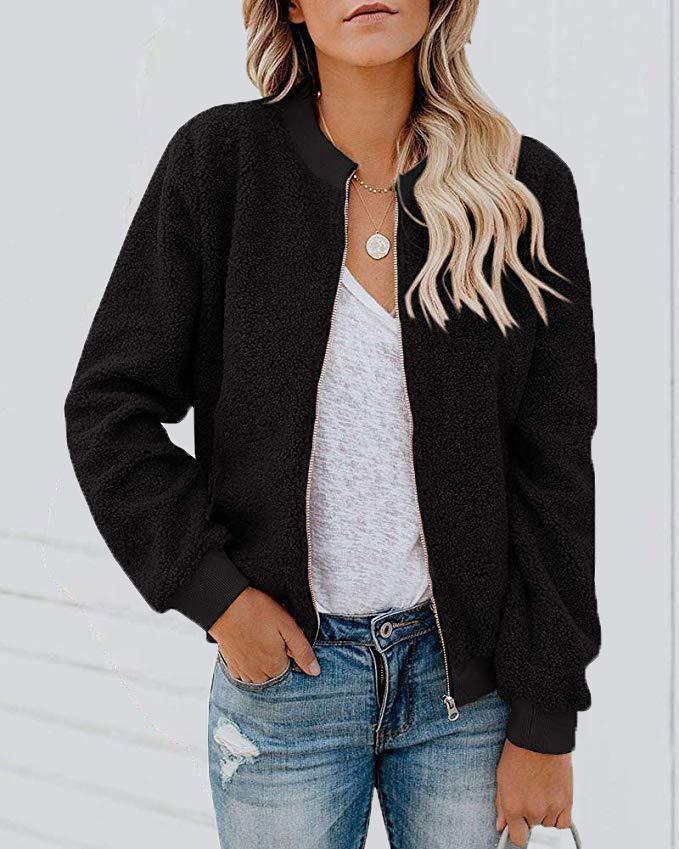 Jackets Fashion Plush Zipper Long Sleeve Jacket for Women