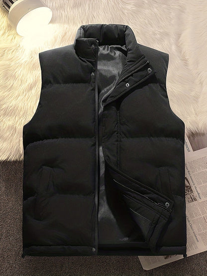 MsDressly Jackets Solid Zipper Sleeveless Winter Warm Vest Jacket JAC231012061BLAS(4)