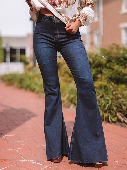 Jeans High Waist Stretch Slim Flare Jeans for Women DEN2202181188DBLUS Dark_Blue / S