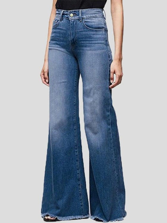 Jeans Slim Fit Wide Leg Fringed Jeans for Women DEN2205271210DBLUS Dark_Blue / S