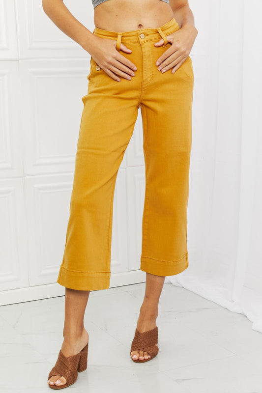 Judy Blue Jayza Full Size Straight Leg Cropped Jeans MS231013023114F0 Mustard / 0