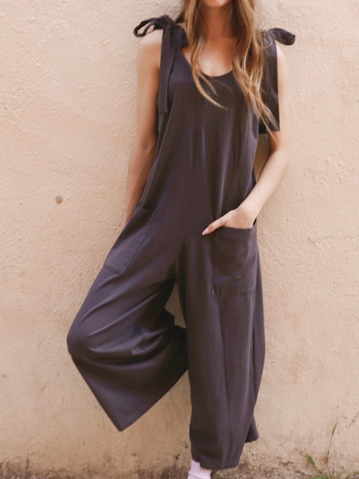 Jumpsuits Casual Belted Pocket Wide Leg Jumpsuit for Women