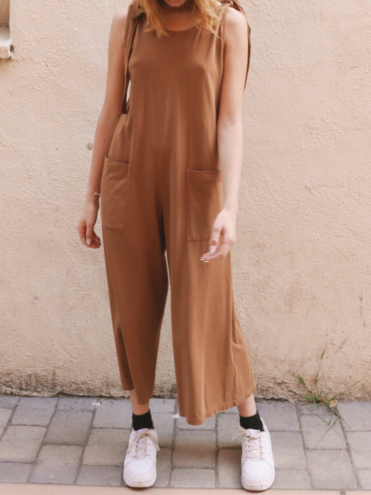 Jumpsuits Casual Belted Pocket Wide Leg Jumpsuit for Women