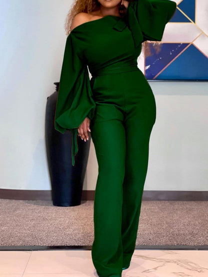 Jumpsuits Casual Off-Shoulder High-Waisted Wide-Leg Jumpsuit for Women JUM2108251296GRES Green / S