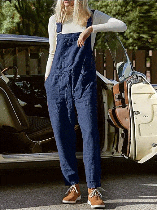 Jumpsuits Casual Pocket Belted Adjustable Jumpsuit for Women