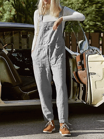 Jumpsuits Casual Pocket Belted Adjustable Jumpsuit for Women JUM2112211347GRAS Gray / S