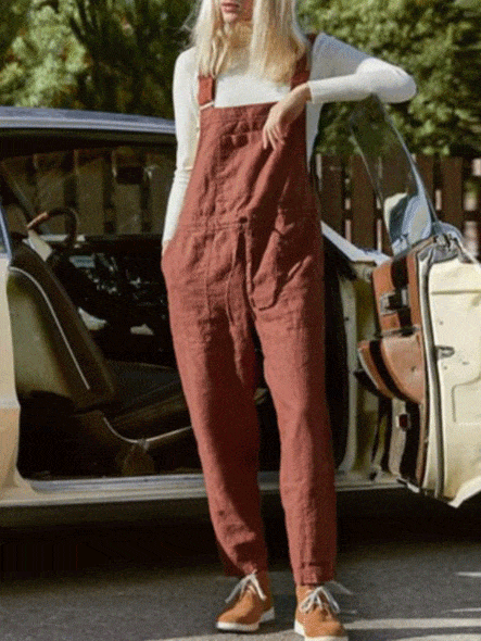 Jumpsuits Casual Pocket Belted Adjustable Jumpsuit for Women JUM2112211347BREDS Brick_Red / S