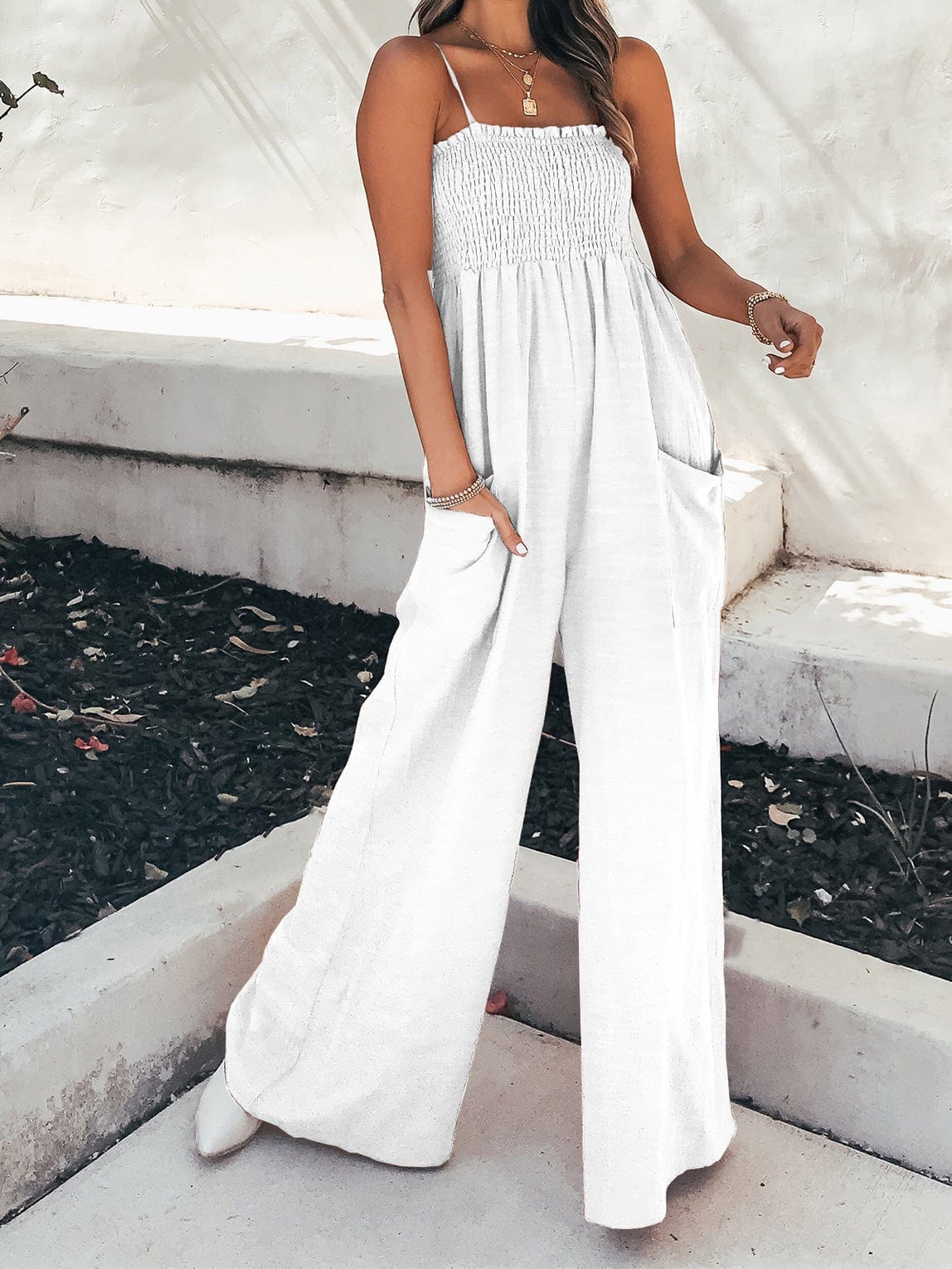 Jumpsuits Loose Sling Pocket Wide-Leg Jumpsuit for Women