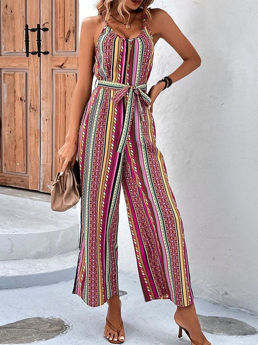 MsDressly Jumpsuits Sexy Striped Holiday Style Casual Sling Jumpsuit JUM2212281852PURXS