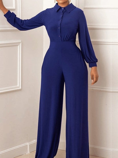 Jumpsuits Single-Breasted Long Sleeve Straight Slim Fit Jumpsuit for Women Set2110291273SBLUS Royal_Blue / S