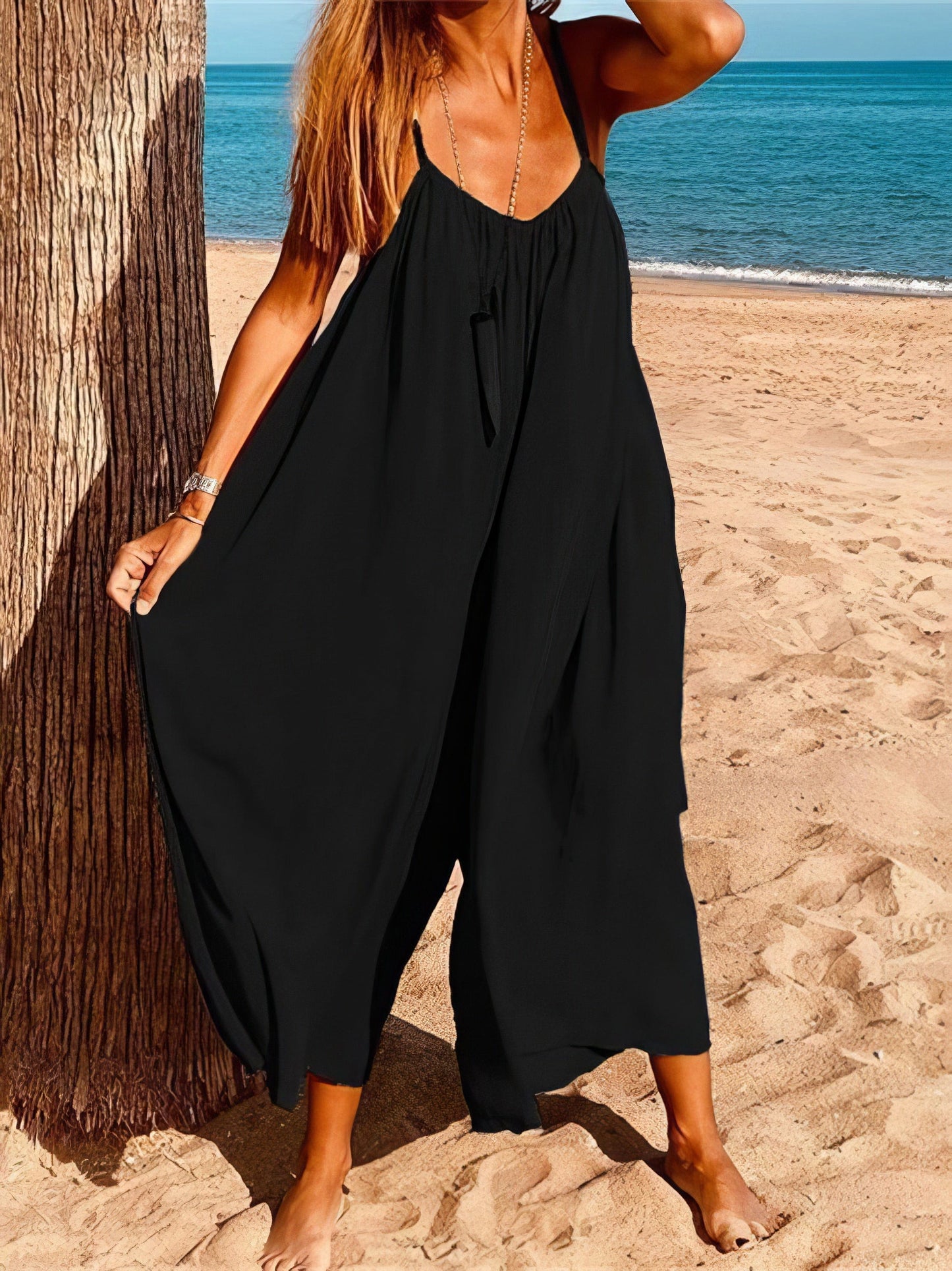 MsDressly Jumpsuits Summer Sleeveless Loose Leisure Cool One-Piece Suspenders JUM2107171254BLAS