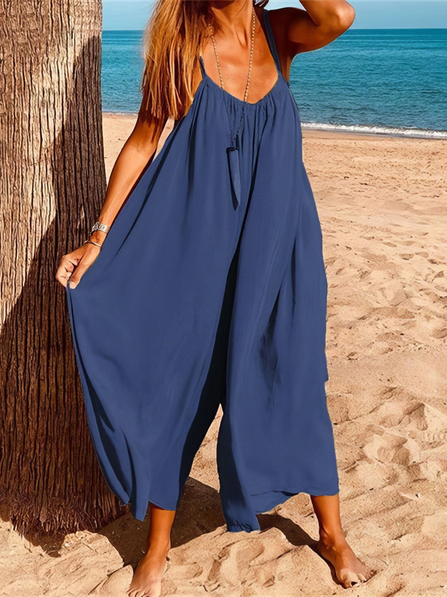 MsDressly Jumpsuits Summer Sleeveless Loose Leisure Cool One-Piece Suspenders JUM2107171254BLUS