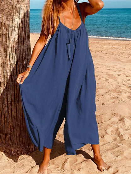 MsDressly Jumpsuits Summer Sleeveless Loose Leisure Cool One-Piece Suspenders JUM2107171254BLUS