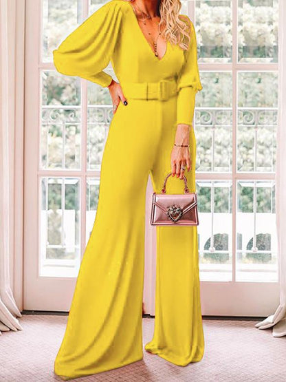 Jumpsuits V-Neck Long Sleeve High Waist Fashion Jumpsuit for Women