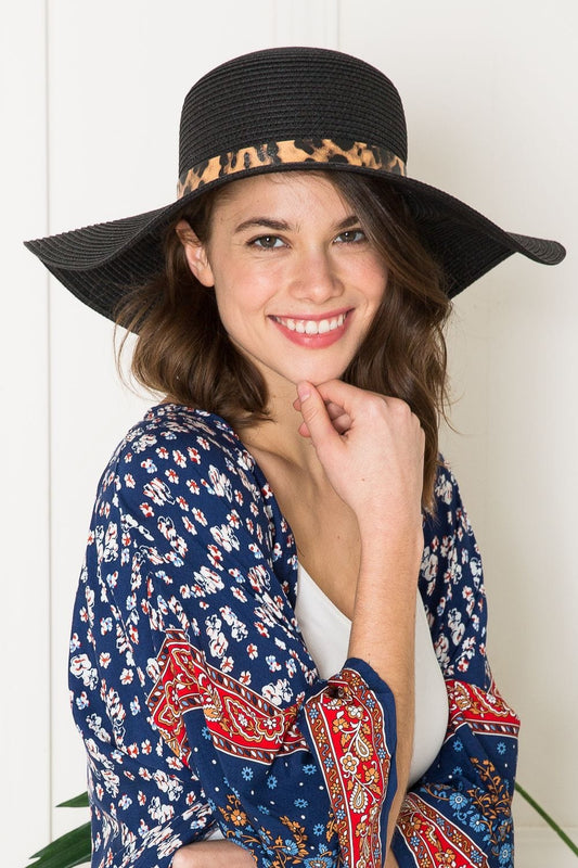 Justin Taylor Printed Belt Sunhat in Black 1.01E+14 Black / One Size